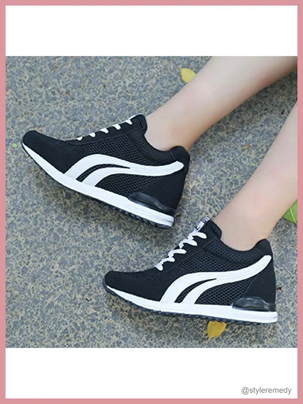 Women's Hidden Wedge Sneakers - Lightweight Mesh Casual Walking Shoes